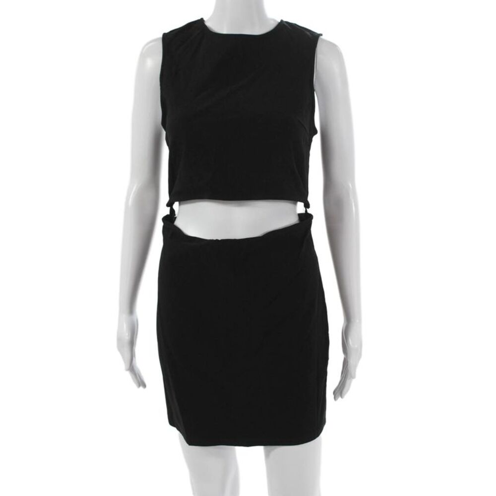 Lucca Women Bodycon Dress Black Rayon Sleeveless Round Neck Short Size L